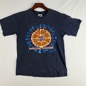 CSA Houston Rockets Youth XL Navy Blue Tie Dye Basketball Graphic T-Shirt